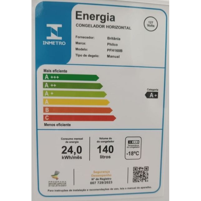 Freezer Horizontal 140L 2 em 1 Philco PFH160B Branco 110v