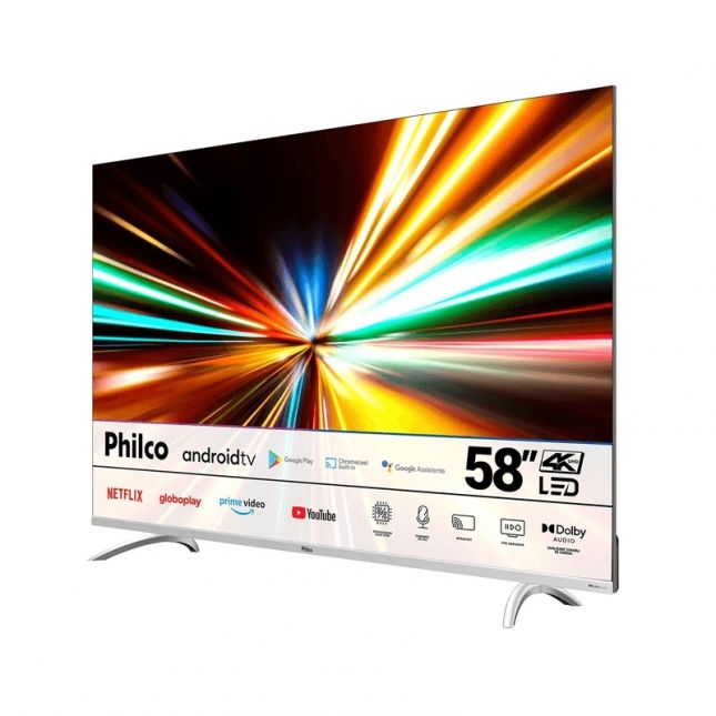 TV LED 58 Smart Philco 4K UHD Android PTV58G7PAGCSBL Dolby Áudio