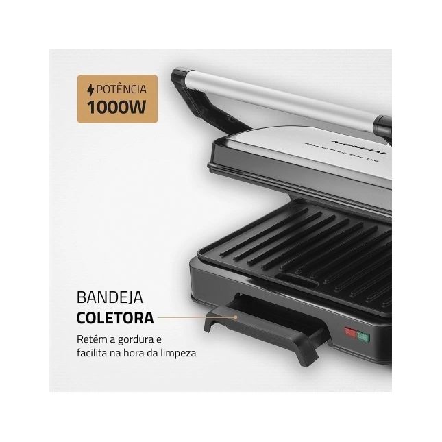 Grill e Sanduicheira Mondial Pg-01-180 Master Press Antiaderente 1000w 110v