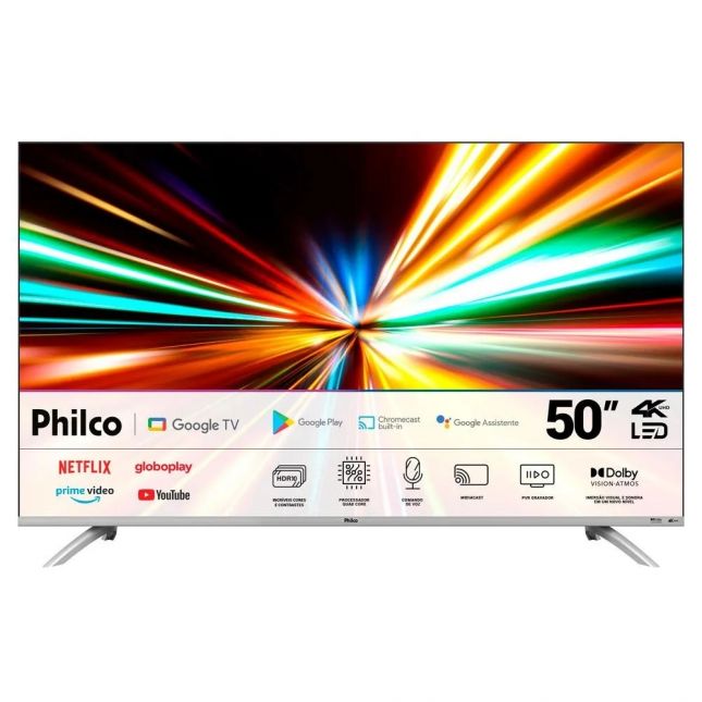 TV 50 LED Smart 4K Ultra HD PTV50G2SGTSSBL Google TV Philco