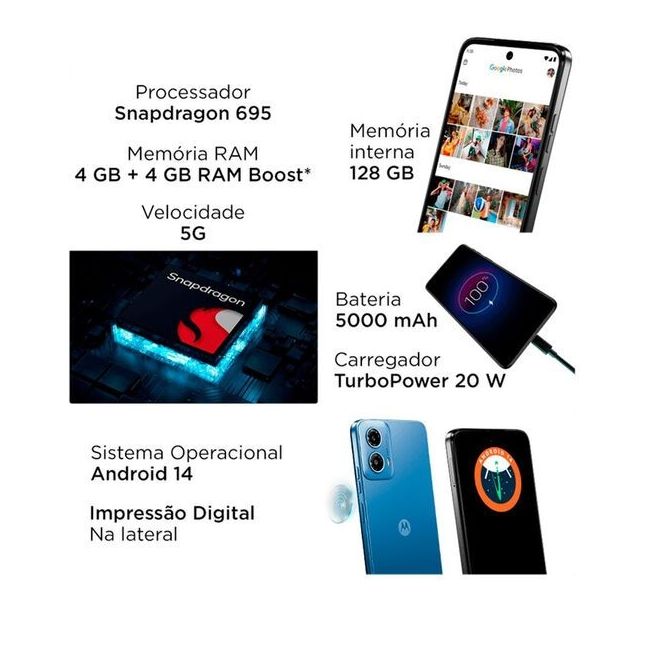 Smartphone Motorola Moto G34 5G Azul 128/4+4GB 6.5