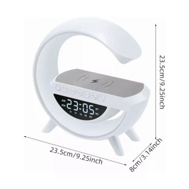 Caixa De Som Bluetooth Luminária Rádio Relógio Carregador Por Indução Xtrad Andromeda G Xdg-8601