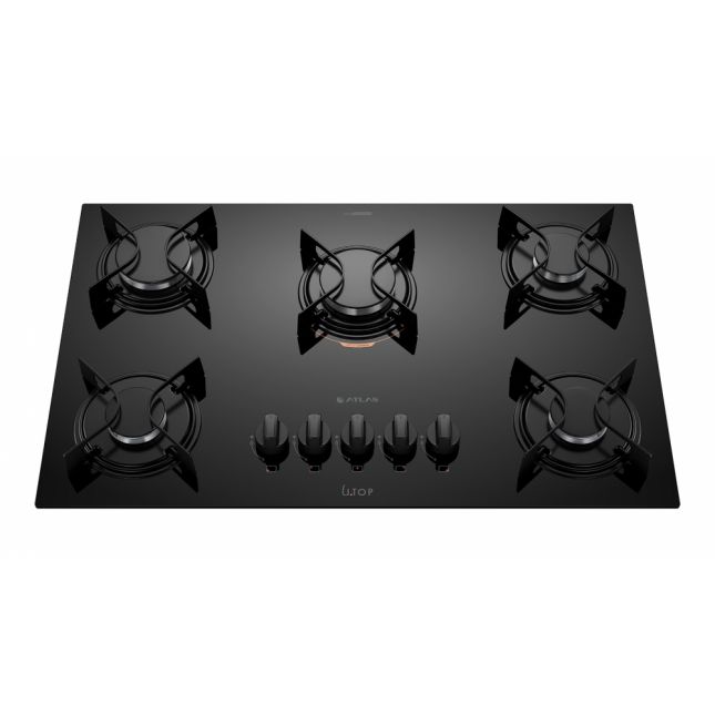 Cooktop 5 Bocas Atlas a Gás com Mesa de Vidro U Top Preto Bivolt