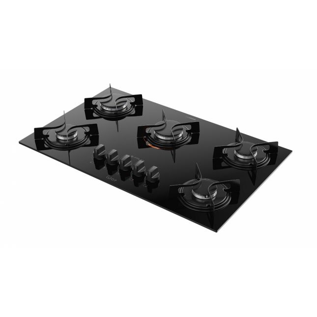 Cooktop 5 Bocas Atlas a Gás com Mesa de Vidro U Top Preto Bivolt