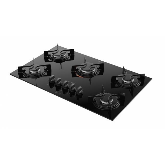 Cooktop a Gás 5 Bocas com Mesa de Vidro Atlas U Top Preto Bivolt