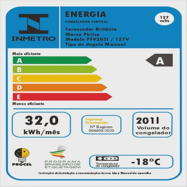 Freezer Vertical Philco 201 Litros Premium Inox Pfv205i 110V