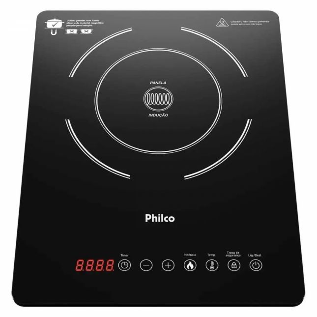 Cooktop de Indução Philco PCT12P 1 Boca Preto Bivolt