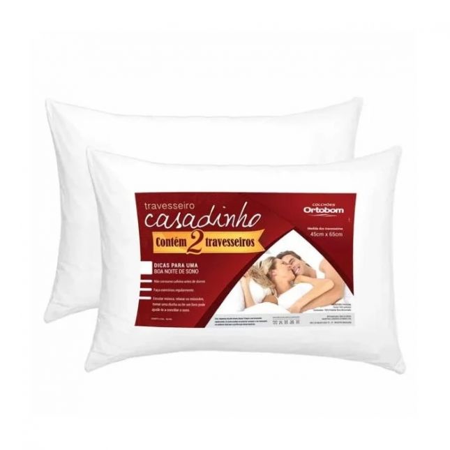 Travesseiro Ortobom New Casadinho Microfibra 02 peças Branco 55x80cm