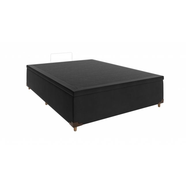 Box Baú Casal Base Prime Suede Preto 138X188X43 S. E. Movelaria