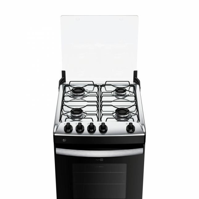 Fogão Atlas 4 bocas Steel Agile UP Mesa Inox Preto Bivolt