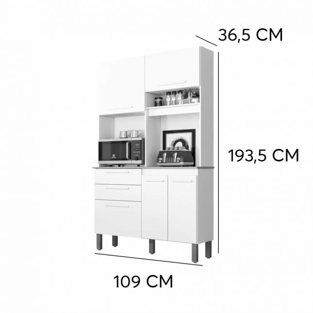 Armário Madeira Kit Cozinha Dubai 1.09 Salleto cor cinamomo-OFF