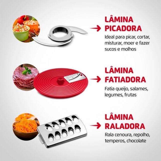 Multiprocessador Mondial Mpn-01-R Turbo Chef Vermelho 1000W 110V