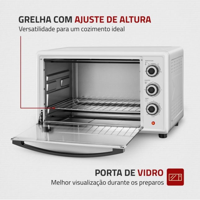 Forno Elétrico Mondial 42L Family II FR-42-W Branco/Inox 1600W 110V