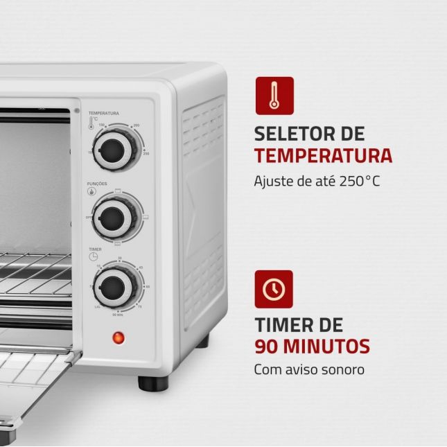 Forno Elétrico Mondial 42L Family II FR-42-W Branco/Inox 1600W 110V