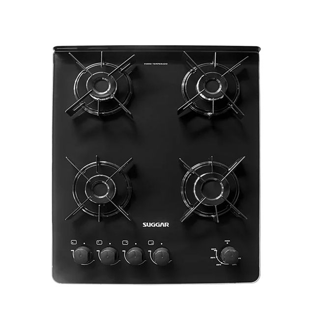 Fogão Neo Glass 4 Queimadores FGVNG410PT Suggar Preto Mesa de Vidro Bivolt 