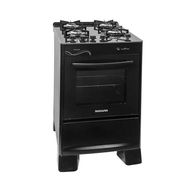 Fogão Neo Glass 4 Queimadores FGVNG410PT Suggar Preto Mesa de Vidro Bivolt 
