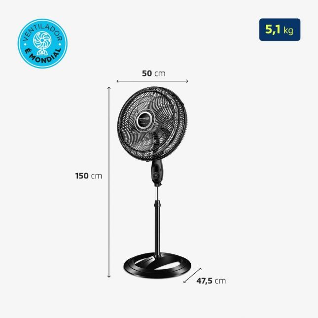 Ventilador de Coluna Mondial 40cm Controle Remoto VTX-40C 140W 8 Pás Turbo 110V 