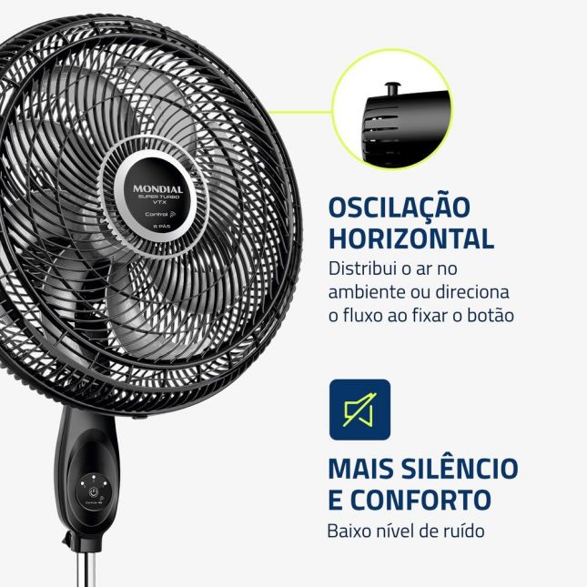 Ventilador de Coluna Mondial 40cm Controle Remoto VTX-40C 140W 8 Pás Turbo 110V 