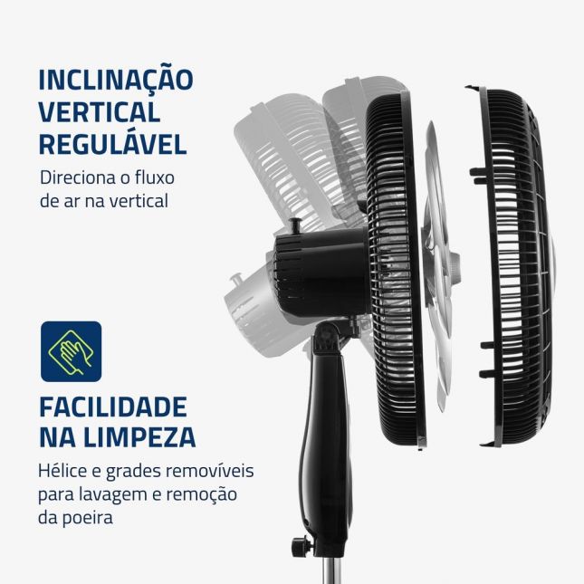 Ventilador de Coluna Mondial 40cm Controle Remoto VTX-40C 140W 8 Pás Turbo 110V 