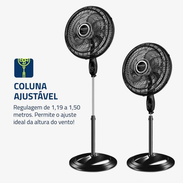 Ventilador de Coluna Mondial 40cm Controle Remoto VTX-40C 140W 8 Pás Turbo 110V 