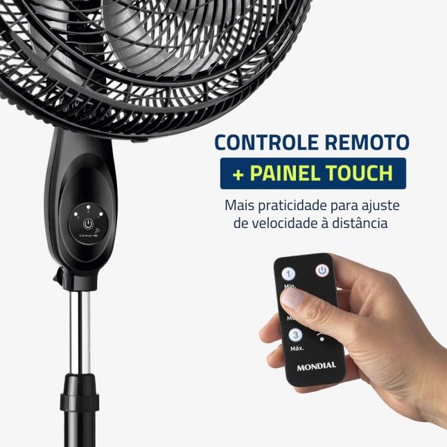 Ventilador de Coluna Mondial 40cm Controle Remoto VTX-40C 140W 8 Pás Turbo 110V 