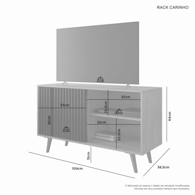 Rack Carinho 1.09 p/TV até 43