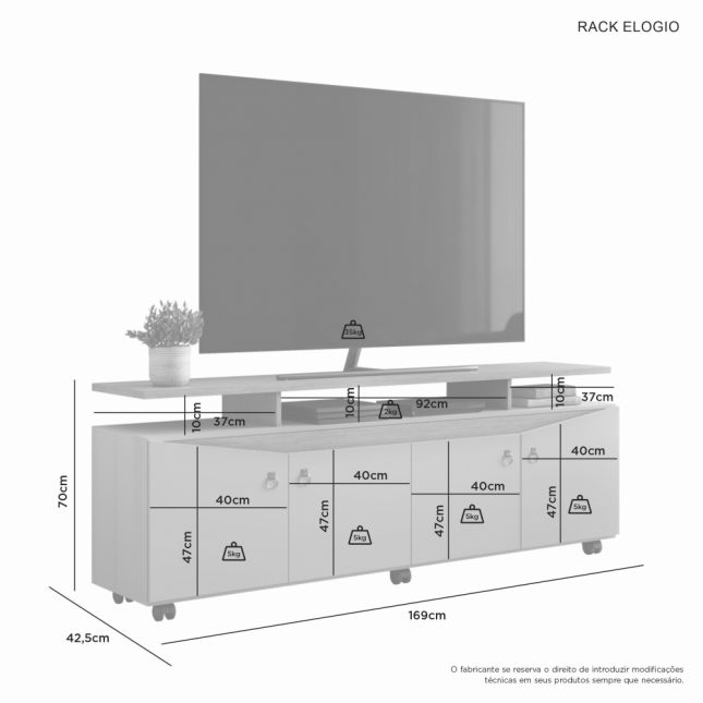 Rack Elogio 1.69 p/TV até 65