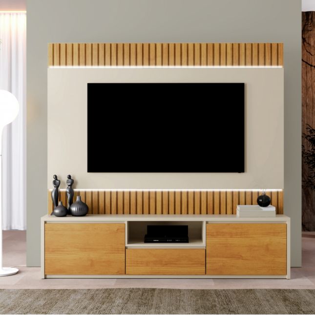 Home Theater Aurora 1.80 com LED Off White/Naturalle Mavaular