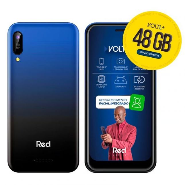 Smartphone Red Mobile Volt L+ S51-48  Azul Tela 5