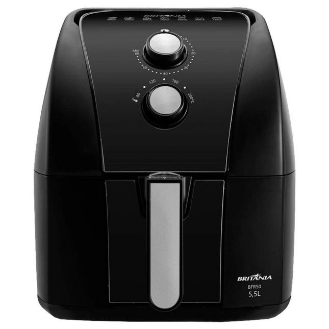 Air Fryer Fritadeira Elétrica Britânia BFR50 5,5L, Preto/Inox 1500W 110v