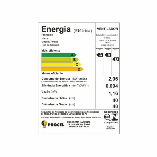 Ventilador de Coluna Britânia BVT450 40cm 160W Maxx Force Turbo 110V 