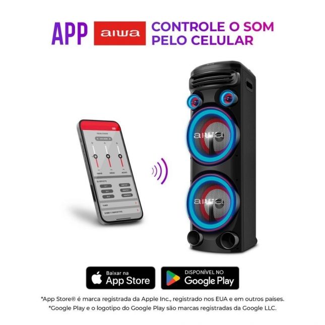 Caixa De Som aiwa Torre Bluetooth 2300w AWS-T2W-02