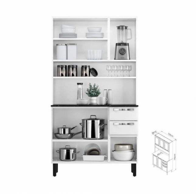 Armário de Aço Kit Pratika 1,05m 6 portas 2 gavetas Branco Itatiaia