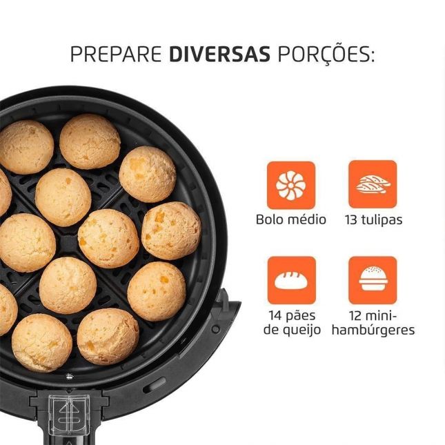 Air Fryer Fritadeira Elétrica Mondial 3,6L Pratic AF-36-BI 1500W 110V
