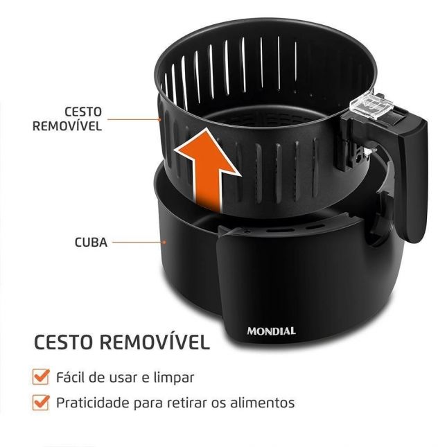 Air Fryer Fritadeira Elétrica Mondial 3,6L Pratic AF-36-BI 1500W 110V