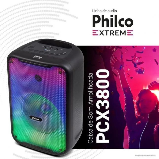Caixa de Som Amplificada Philco PCX3800 Flash Lights 250W RMS