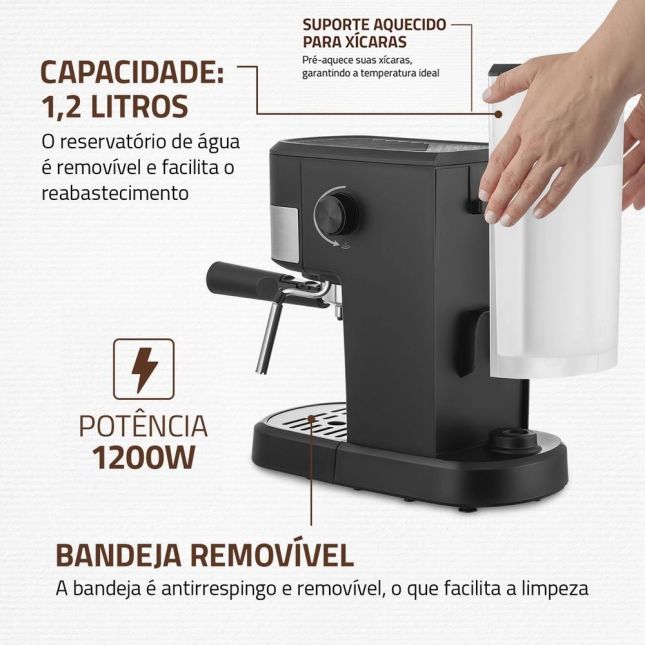 Cafeteira Elétrica Espresso Mondial C-20-EC Dolce Crema 20 Bar 1200W 110V