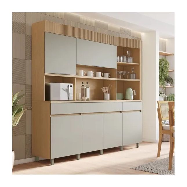 Armário Madeira Kit Realeza 2.20m 100% MDF 6 portas e 3 gavetas Nesher