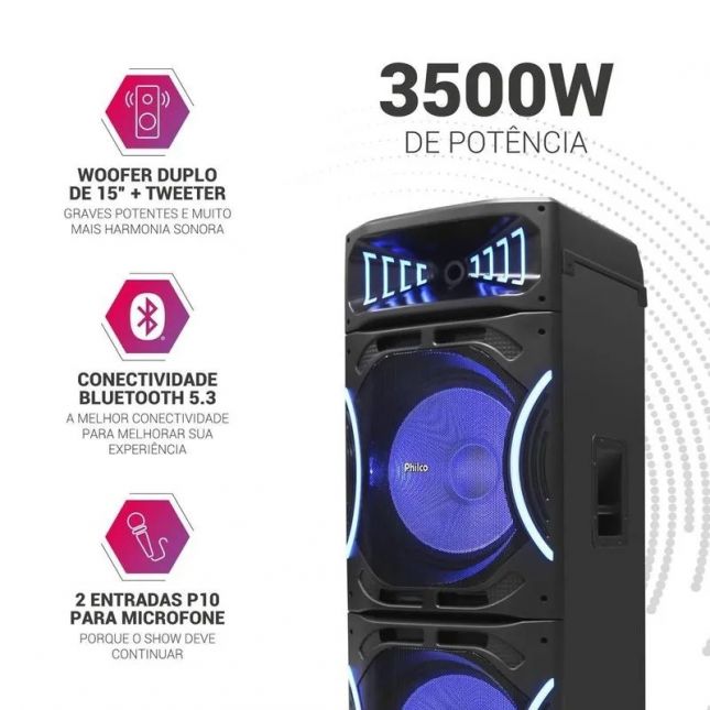 Caixa de Som Amplificada 3500W Philco Connection PCX35000