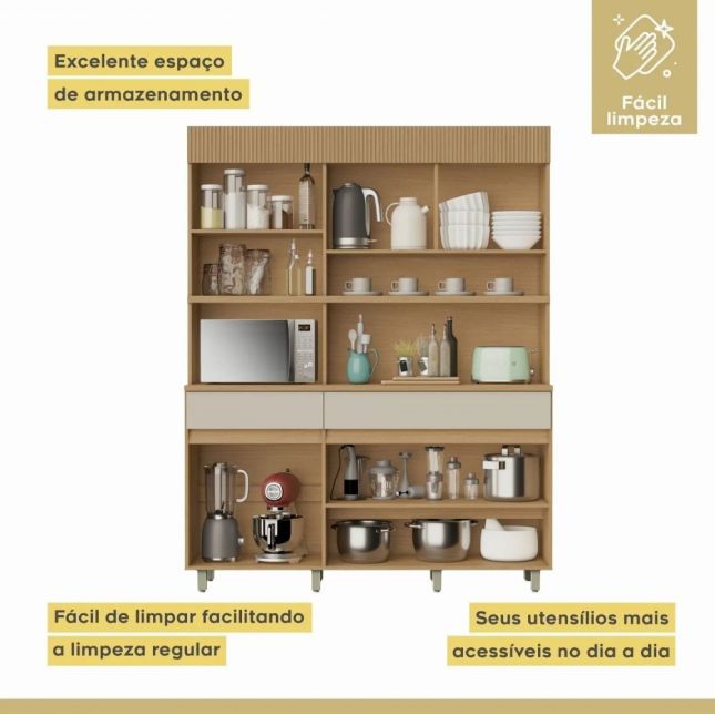 Armário Madeira Kit Realeza 1,60m MDF Carvalho/Greice Nesher