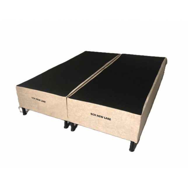 Box Queen Base NEW LARE Bi Partido 158X198X30 Suede Bege Nosso Sonho