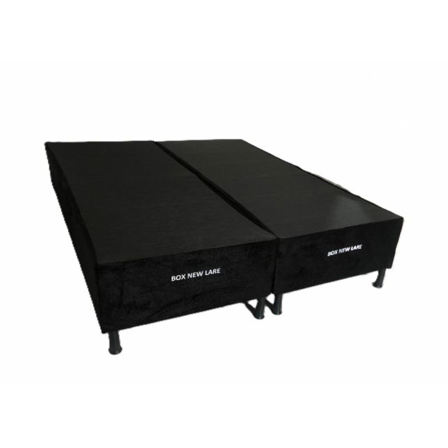 Box Queen Base NEW LARE Bi Partido 158X198X30 Suede Preto Nosso Sonho