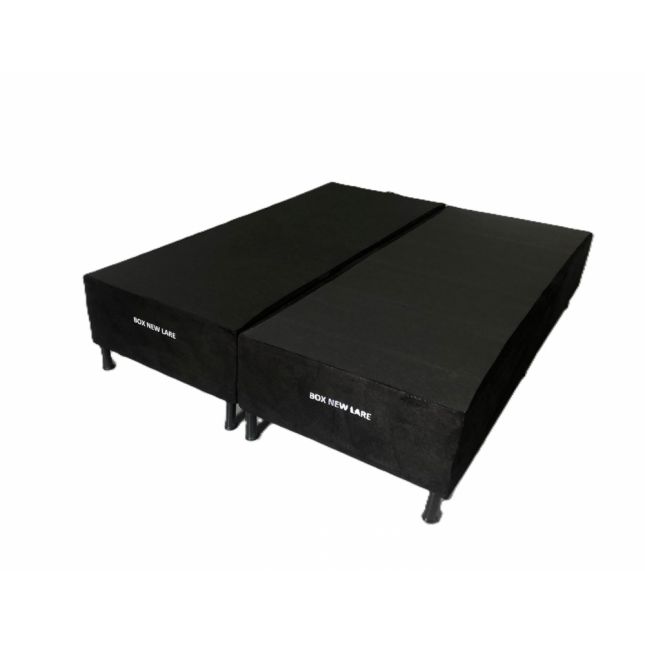 Box Queen Base NEW LARE Bi Partido 158X198X30 Suede Preto Nosso Sonho