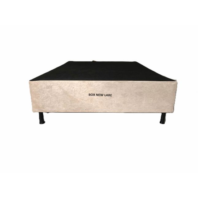 Box Casal Base NEW LARE 138x188x30 Suede Bege Nosso Sonho