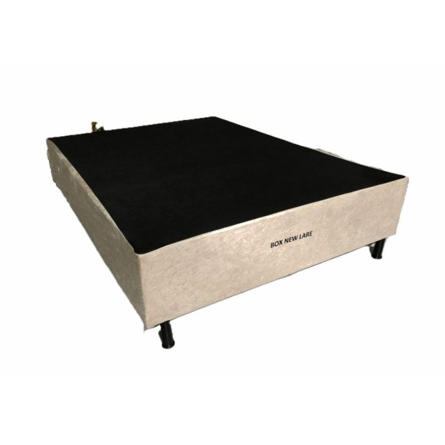 Box Casal Base NEW LARE 138x188x30 Suede Bege Nosso Sonho