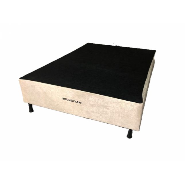 Box Casal Base NEW LARE 138x188x30 Suede Bege Nosso Sonho