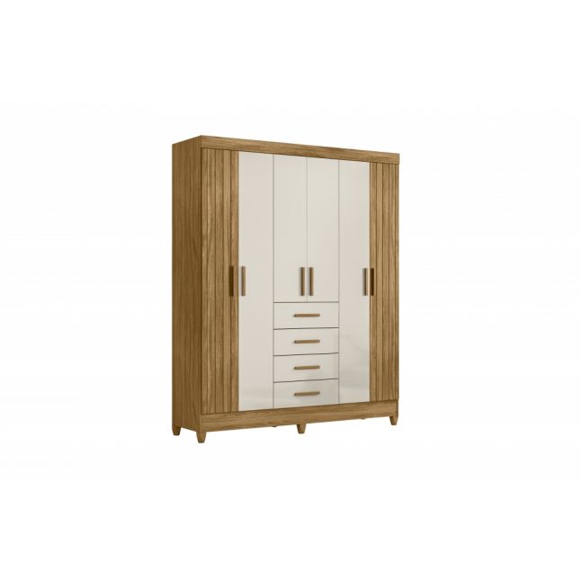 Guarda Roupa Aruba 1,65m 6 portas 4 gavetas Freijo/Off Moval