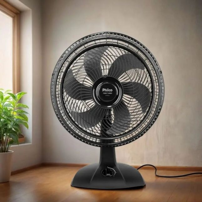 Ventilador de Mesa Philco PVT41A Preto 127v 150w 40cm 6 Pás 3 Velocidades