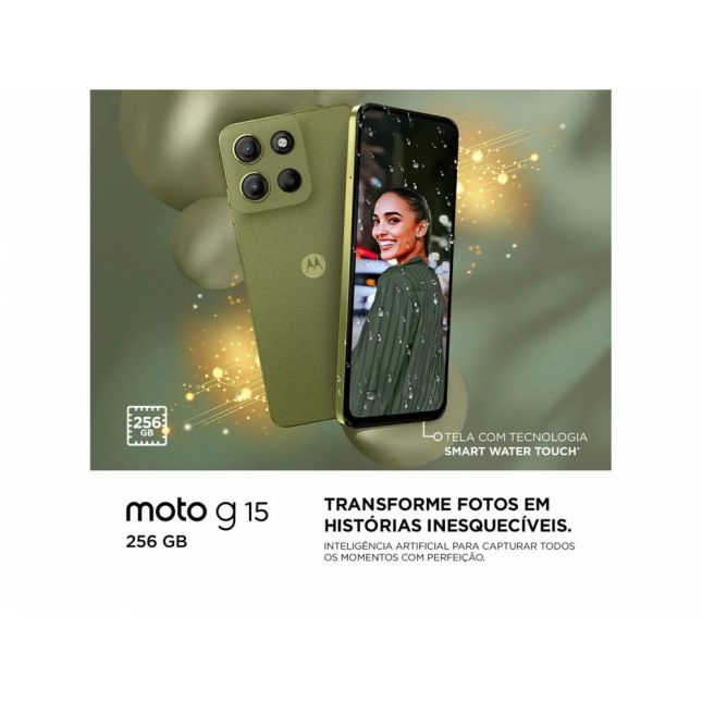 Smartphone Motorola Moto G15 Verde 256/4+8GB Tela 6.7