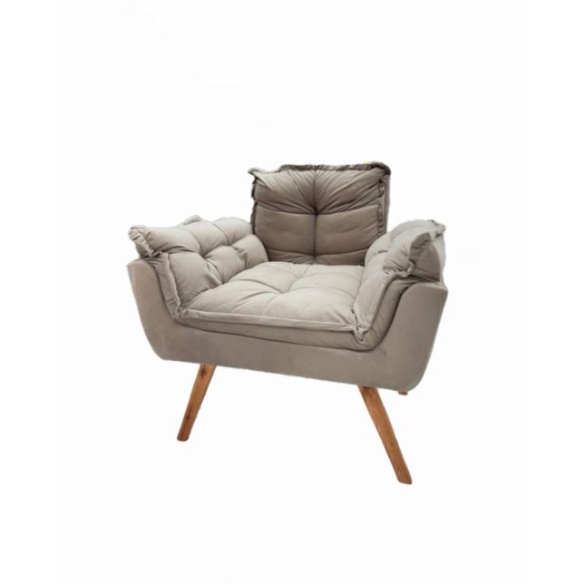 Poltrona Opalla Veludo Bege D68 House Deccor